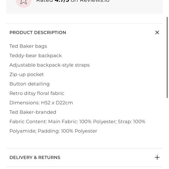 Ted baker London romie retro flood micro teddy bear backpack - Picture 6 of 8